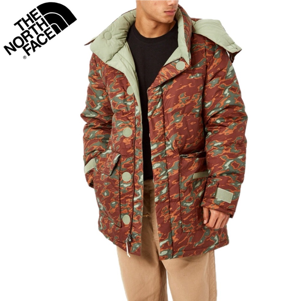 The‎ North Face Parka 77' Brooks Range Dark Oak Camo Print Puffer Hooded Jacket